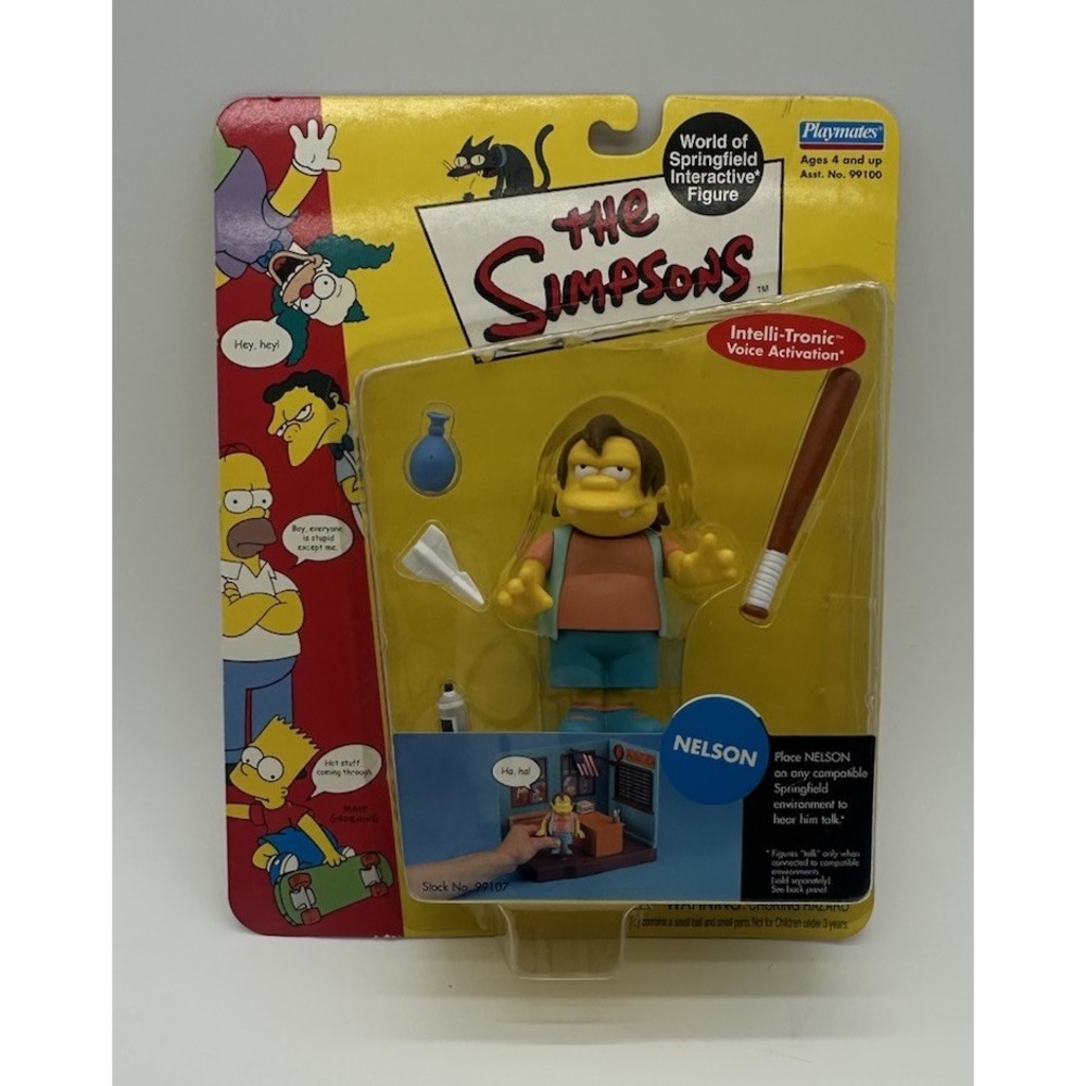 THE SIMPSONS WORLD OF SPRINGFIELD NELSON FIGURE PLAYMATES NIP
